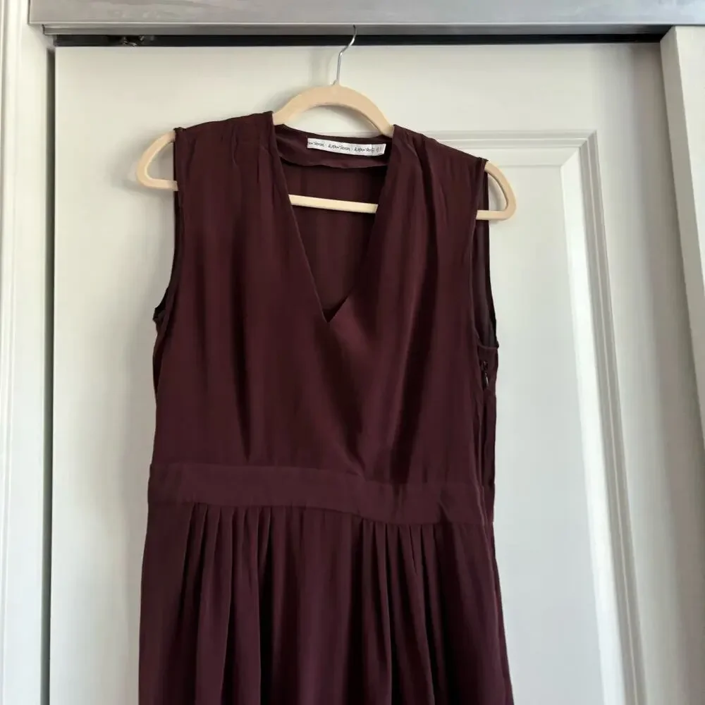 & Other Stories 100% Silk Burgandy Maxi Dress Sz 8 Wedding Guest Formal